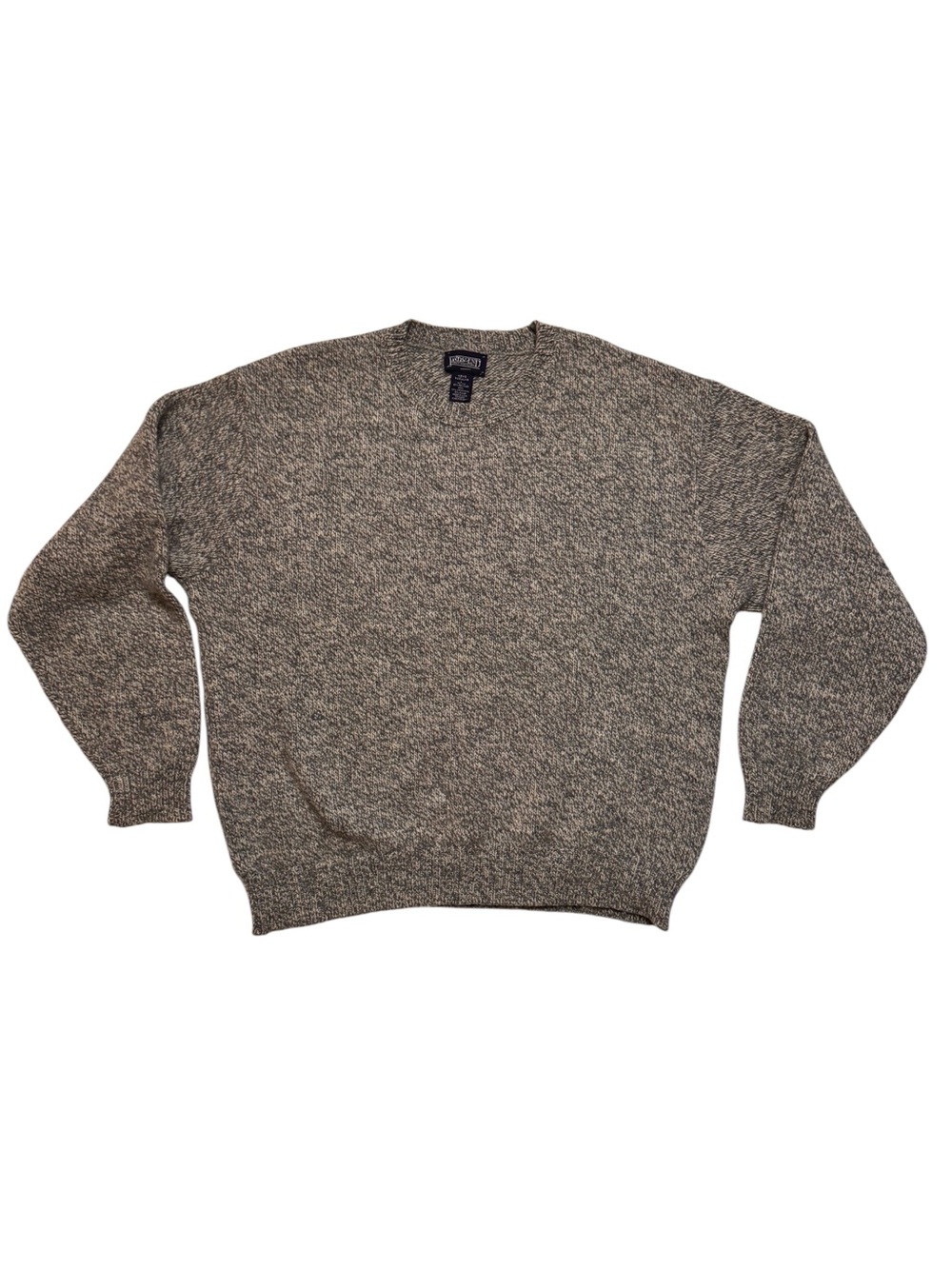 VINTAGE Lands End Sweater Men Wool Crewneck Gray Blue Made In USA Size Large